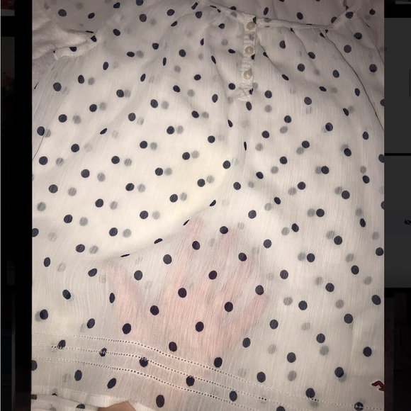 Mesh White & Navy Polkadot Button Shirt - Picture 4 of 5